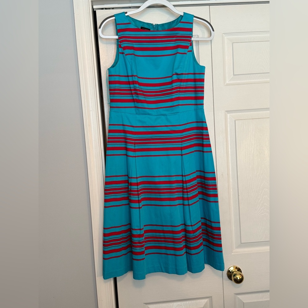 Talbots Blue and Purple Sleeveless Halter Midi Dress